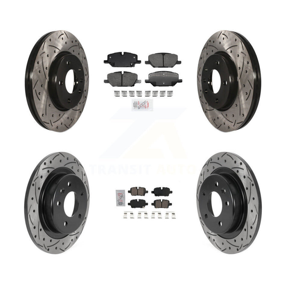 Front Rear Ceramic Pad & Drilled Slot Brake Rotor Kit For GMC Terrain w 321mm KDA-102975