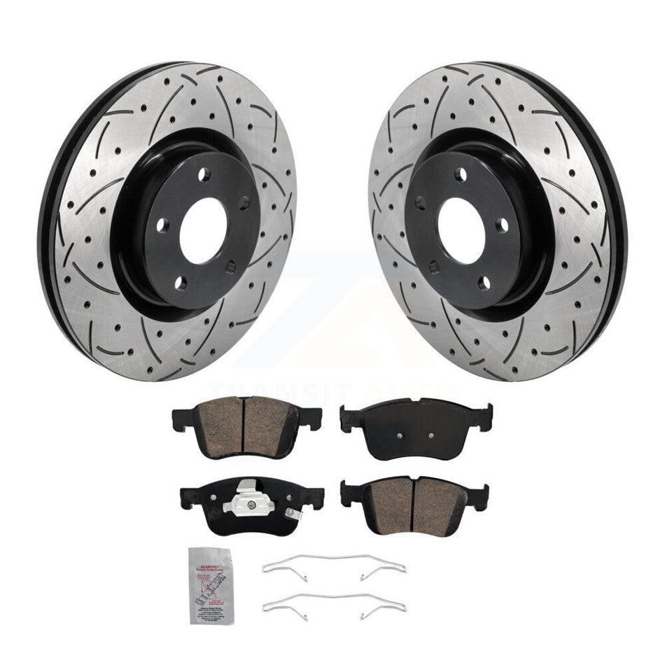 Front Drill Slot Brake Rotor Ceramic Pad Kit For Ford Escape Bronco Sport Lincoln Corsair KDA-102981