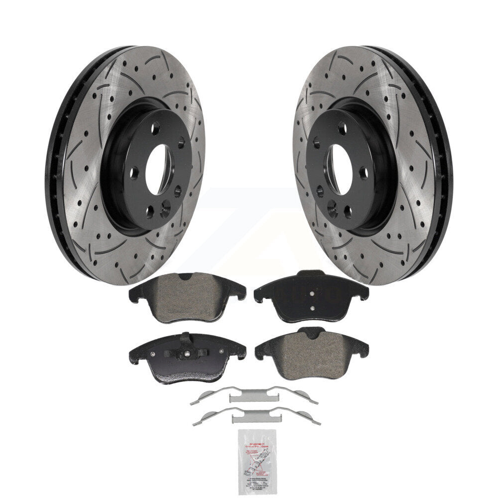 Front Drill Slot Brake Rotor Semi-Metallic Pad Kit For Volvo Land Rover Range Evoque XC70 KDA-102987