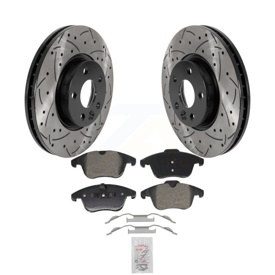 Front Drill Slot Brake Rotor Semi-Metallic Pad Kit For Volvo Land Rover Range Evoque XC70 KDA-102987