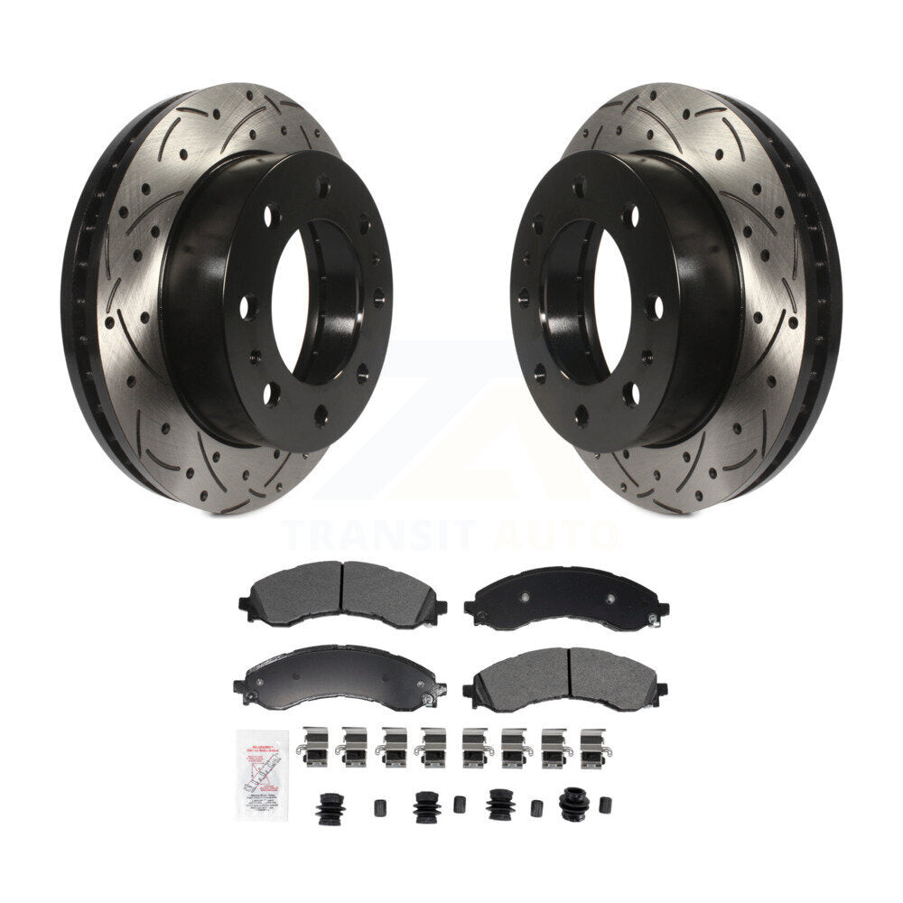 Front Drill Slot Brake Rotors Semi-Metallic Pad Kit For GMC Chevrolet Savana 2500 Express KDA-102988