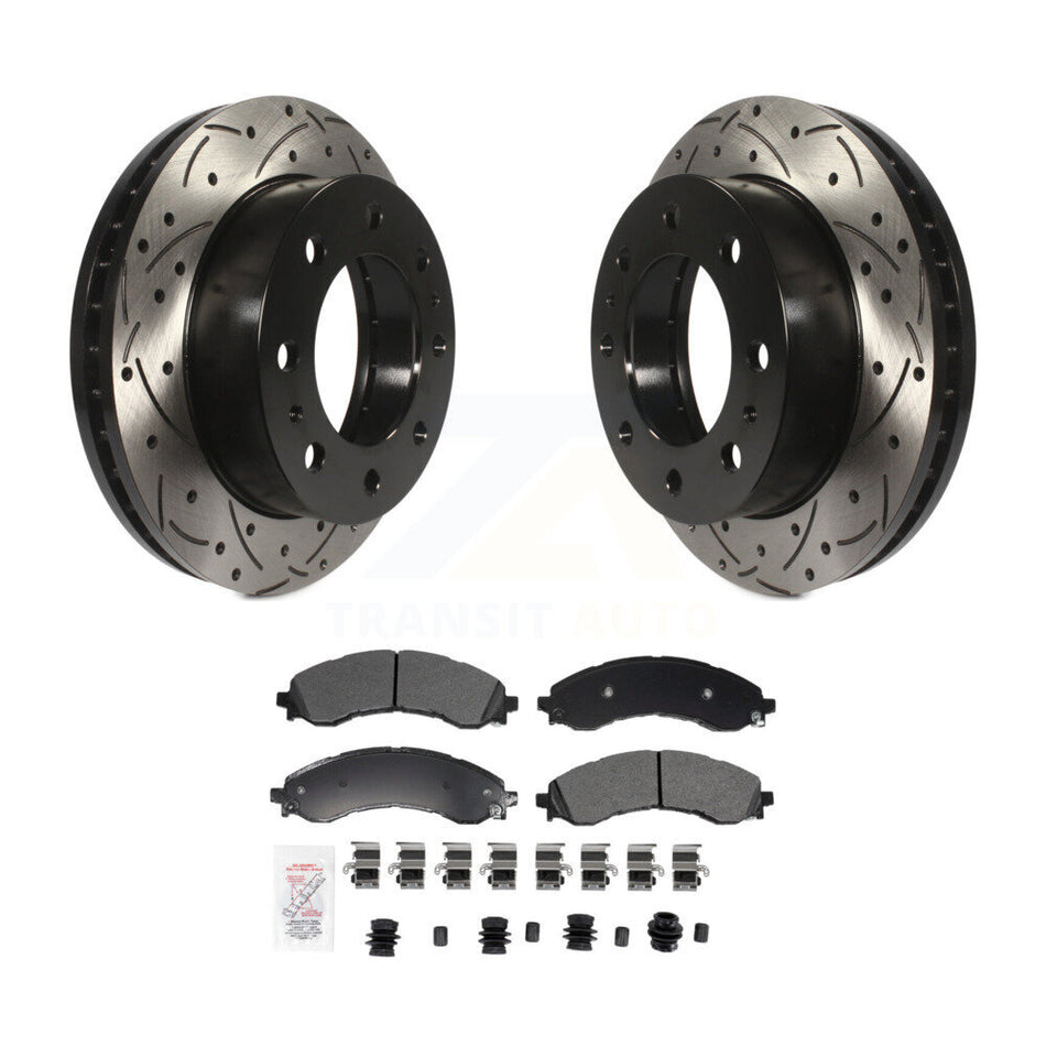 Front Drill Slot Brake Rotors Semi-Metallic Pad Kit For GMC Chevrolet Savana 2500 Express KDA-102988
