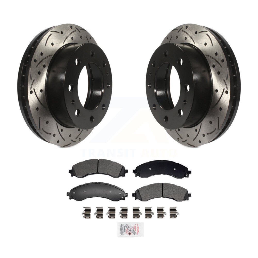 Front Drill Slot Brake Rotors Semi-Metallic Pad Kit For GMC Chevrolet Savana 2500 Express KDA-102989