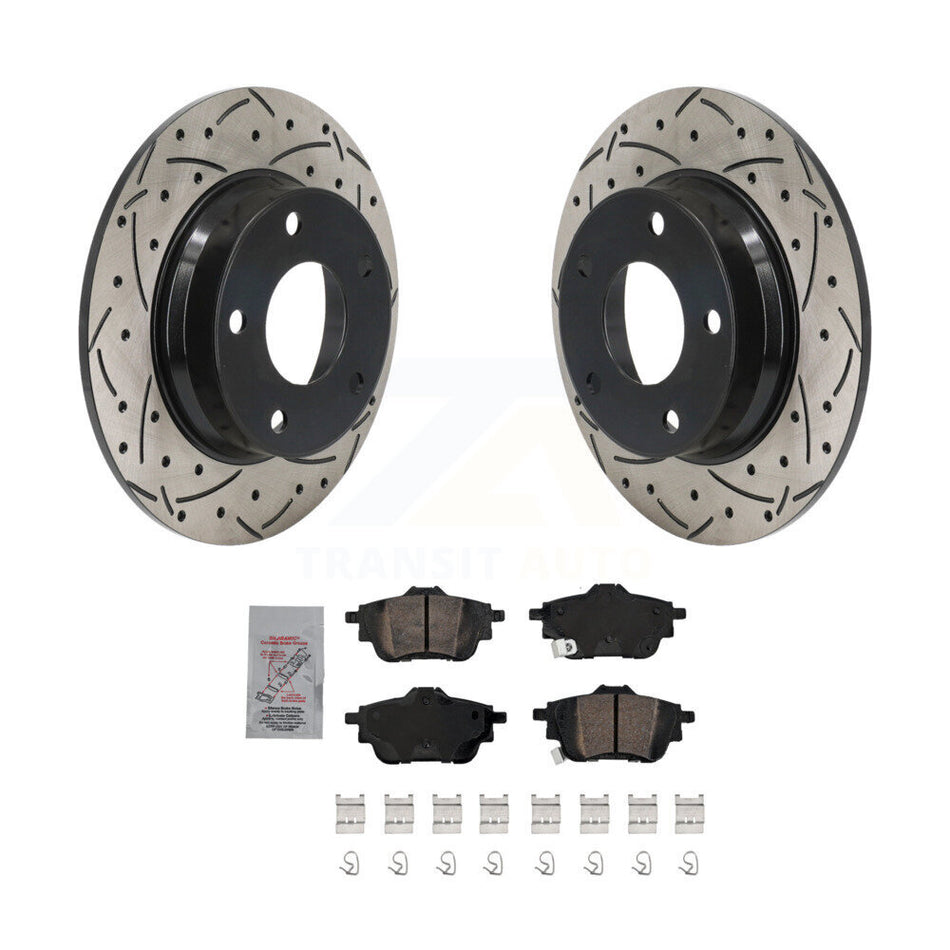 Rear Drill Slot Brake Rotors Ceramic Pad Kit For 2020-2023 Nissan Sentra Disc rear brakes KDA-102993