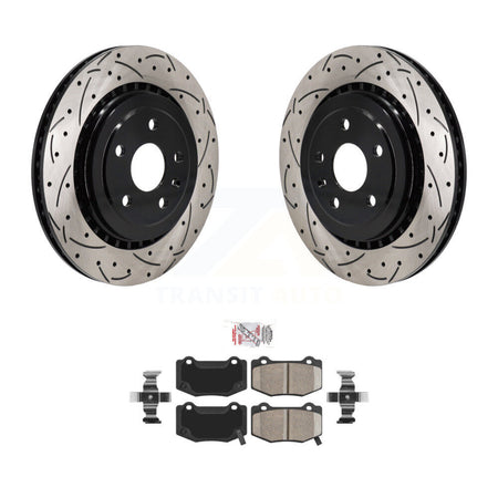 Rear Coated Drill Slot Disc Brake Rotor Ceramic Pad Kit For Chevrolet Camaro Cadillac ATS KDA-102996