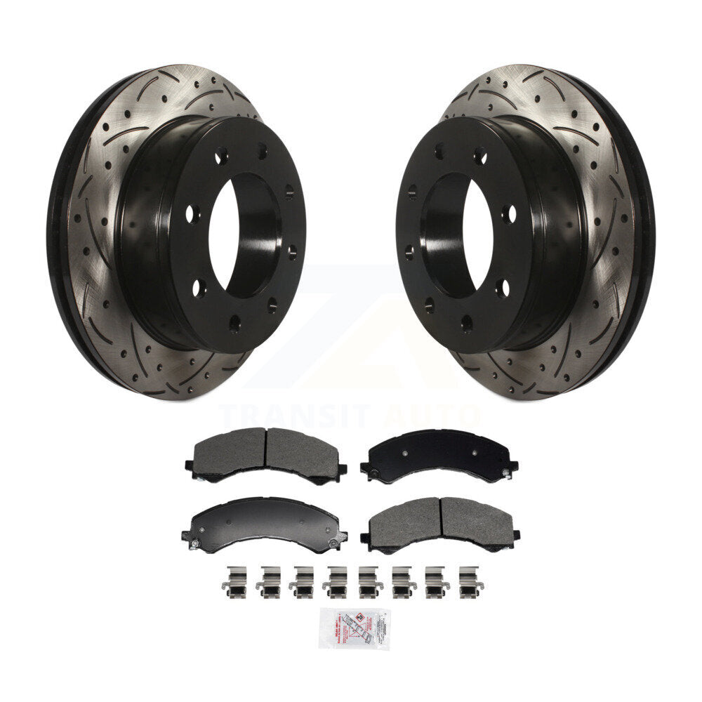 Rear Drilled Slot Brake Rotor Semi-Metallic Pad Kit For GMC Savana 2500 Chevrolet Express KDA-102997