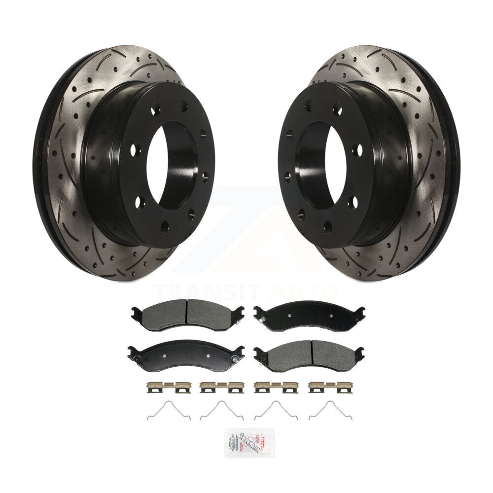 Rear Drilled Slot Brake Rotor Semi-Metallic Pad Kit For GMC Chevrolet Savana 2500 Express KDA-102999