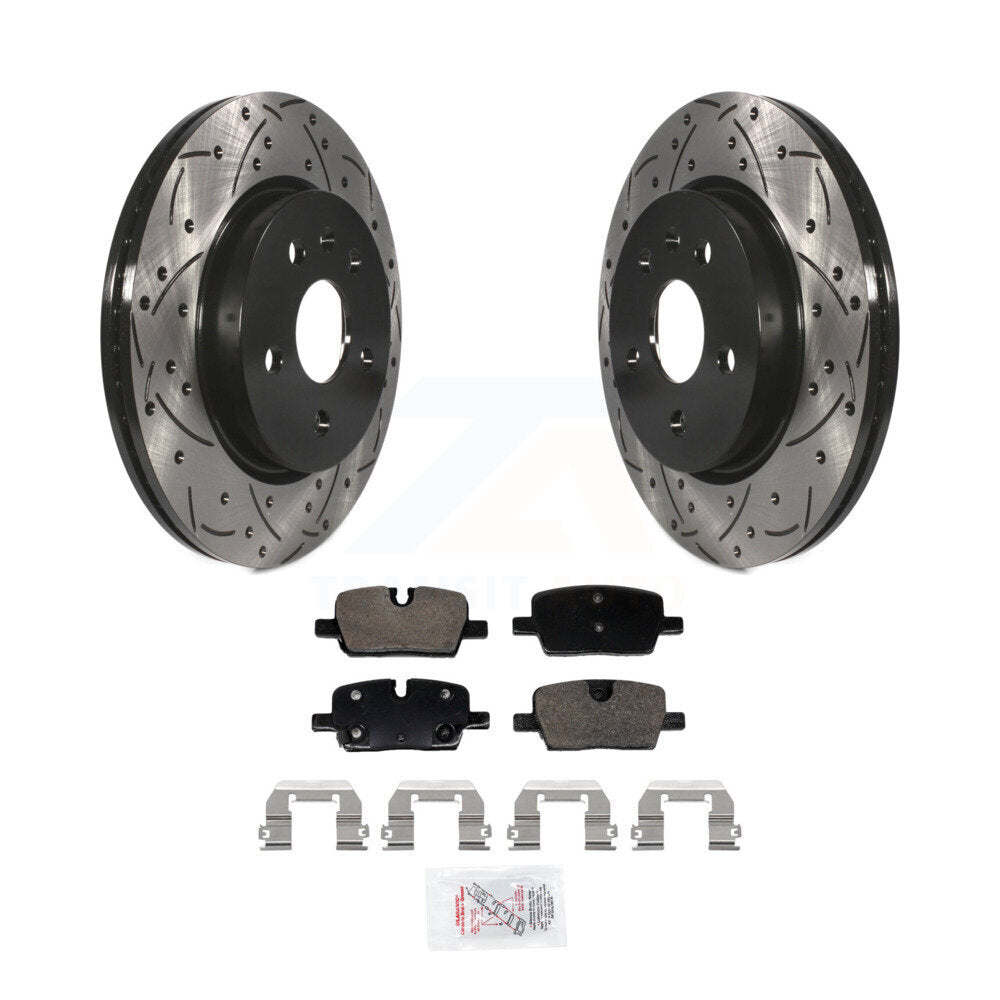 Rear Coated Drilled Slotted Disc Brake Rotors And Ceramic Pads Kit For Cadillac CT5 KDA-103001