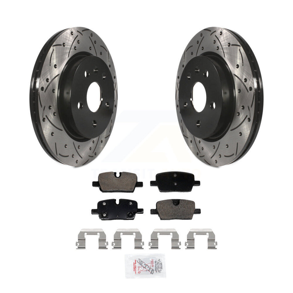 Rear Coated Drilled Slotted Disc Brake Rotors And Ceramic Pads Kit For Cadillac CT5 KDA-103001