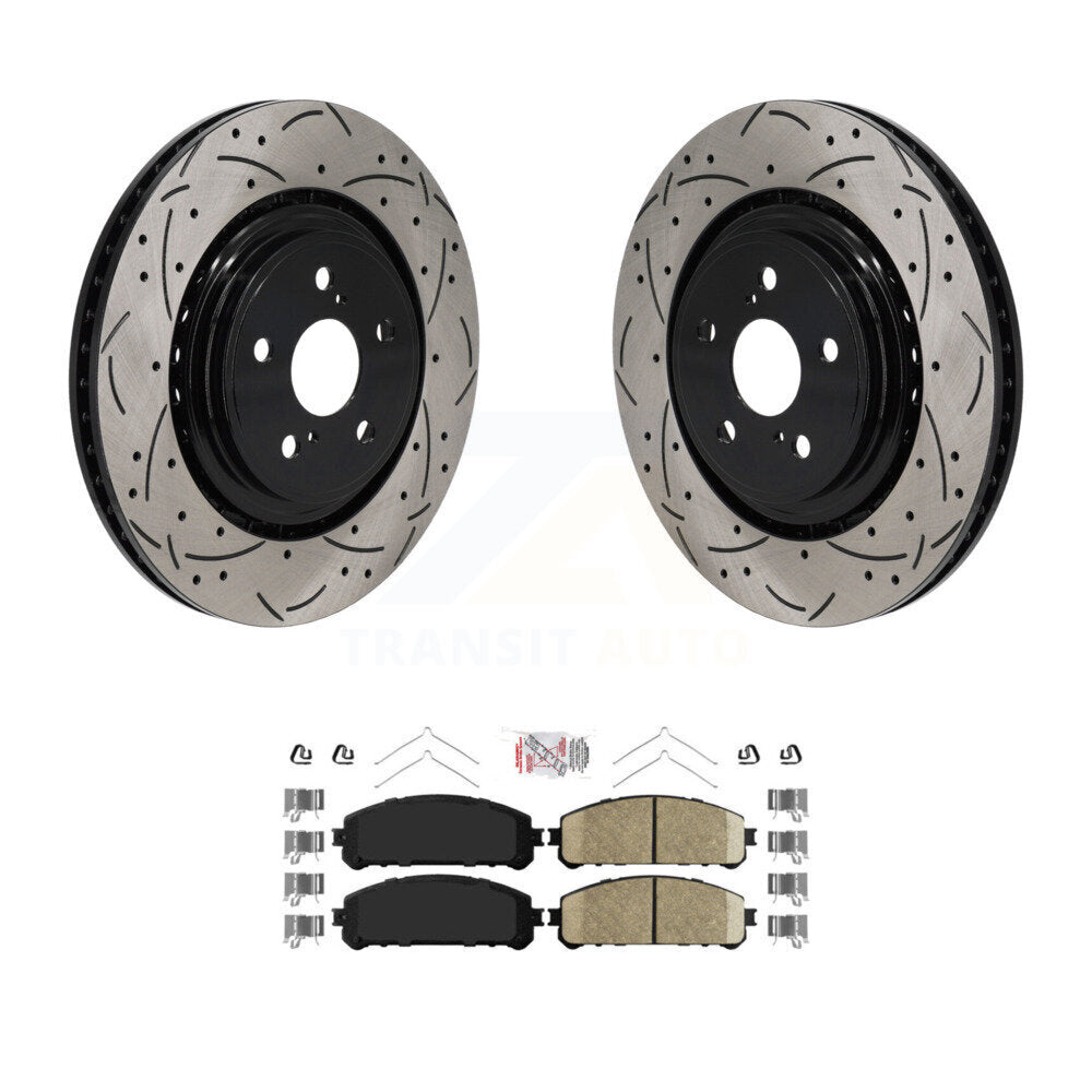 Front Coated Drill Slot Disc Brake Rotors Ceramic Pad Kit For 2020-2022 Toyota Highlander KDA-103011