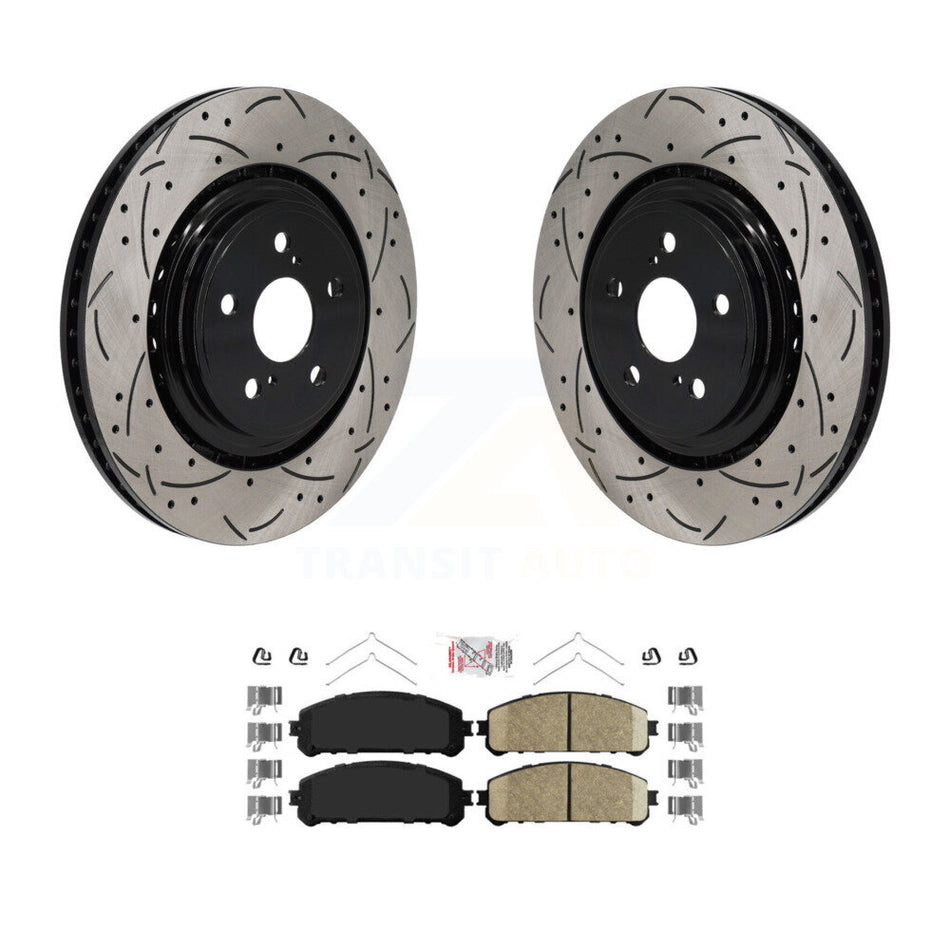 Front Coated Drill Slot Disc Brake Rotors Ceramic Pad Kit For 2020-2022 Toyota Highlander KDA-103011