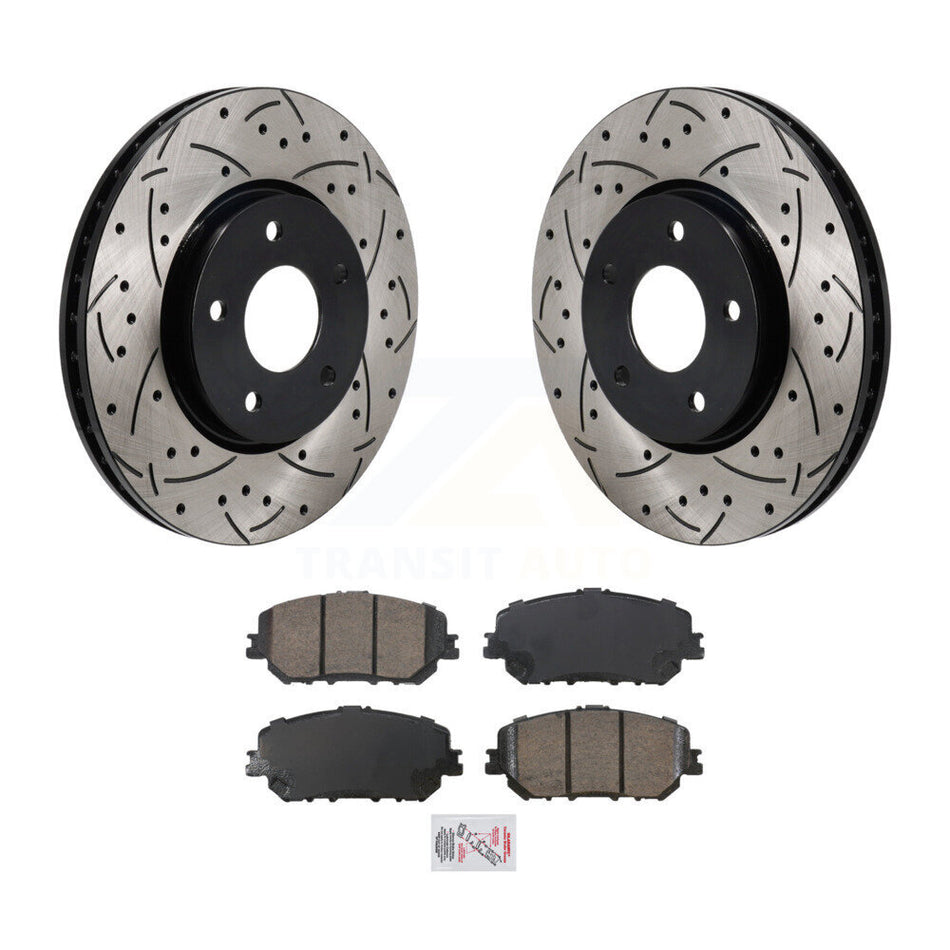 Front Coated Drilled Slotted Disc Brake Rotors And Ceramic Pads Kit For Nissan Rogue KDA-103015