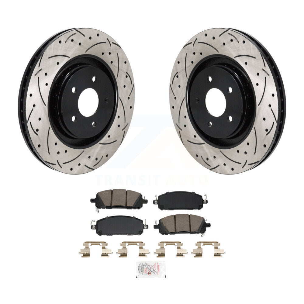 Front Drilled Slot Brake Rotor Ceramic Pad Kit For Mitsubishi Outlander Nissan Pathfinder KDA-103016
