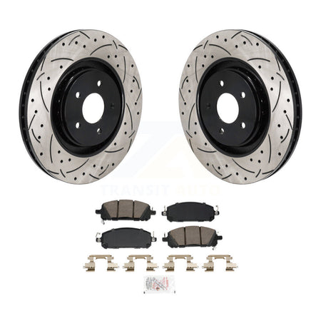Front Drilled Slot Brake Rotor Ceramic Pad Kit For Mitsubishi Outlander Nissan Pathfinder KDA-103016