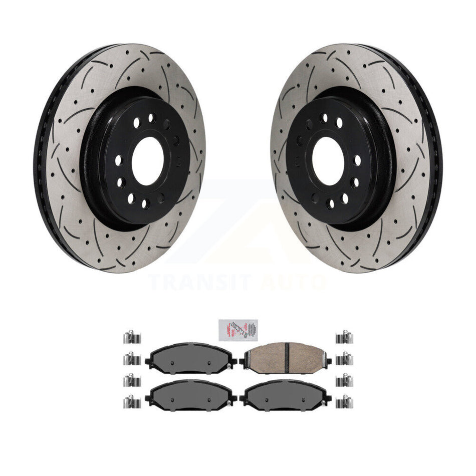 Front Coat Drill Slot Disc Brake Rotor Ceramic Pad Kit For Ram 1500 Jeep Wagoneer Grand L KDA-103019