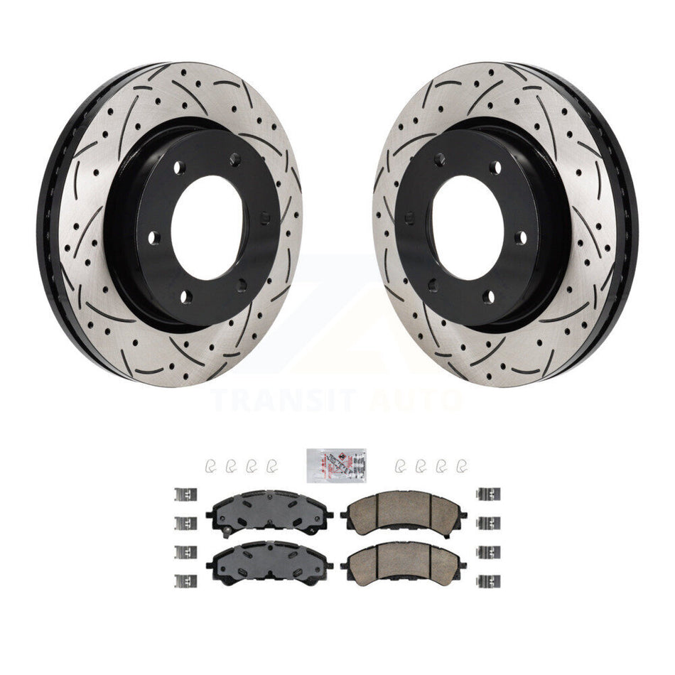 Front Coated Drilled Slotted Disc Brake Rotors And Ceramic Pad Kit For Ford Ranger Bronco KDA-103025