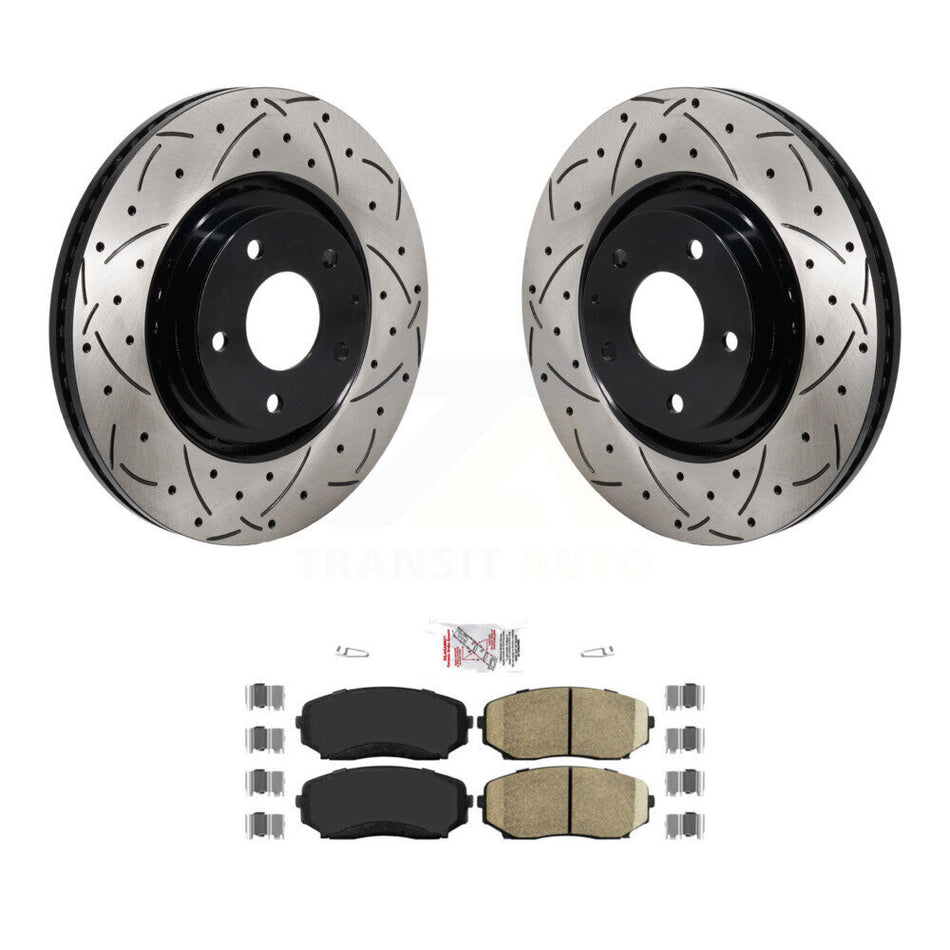 Front Coated Drilled Slotted Disc Brake Rotors And Ceramic Pads Kit For Mazda CX-5 CX-9 KDA-103041