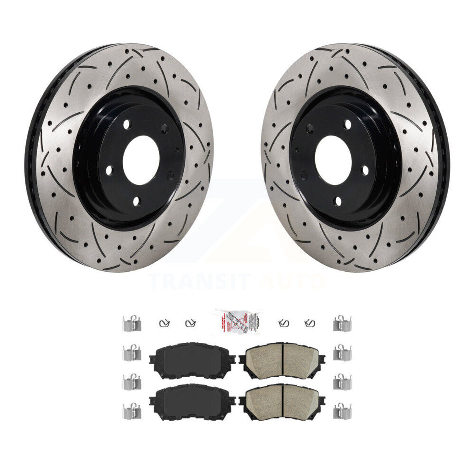 Front Coated Drilled Slot Disc Brake Rotors Ceramic Pad Kit For 2021 Mazda 6 Turbocharged KDA-103043