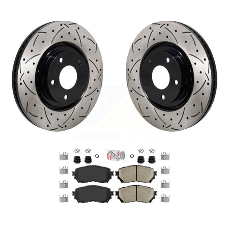Front Coated Drilled Slot Disc Brake Rotors Ceramic Pad Kit For 2021 Mazda 6 Turbocharged KDA-103044