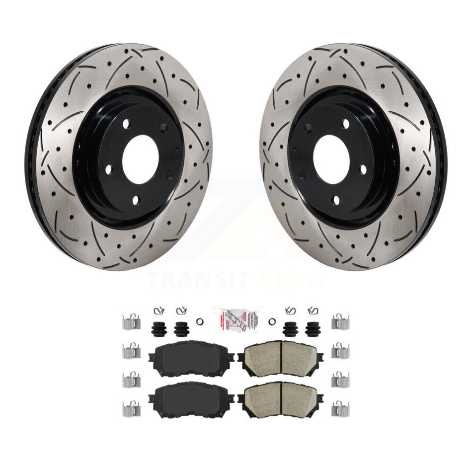 Front Coated Drilled Slot Disc Brake Rotors Ceramic Pad Kit For 2021 Mazda 6 Turbocharged KDA-103044