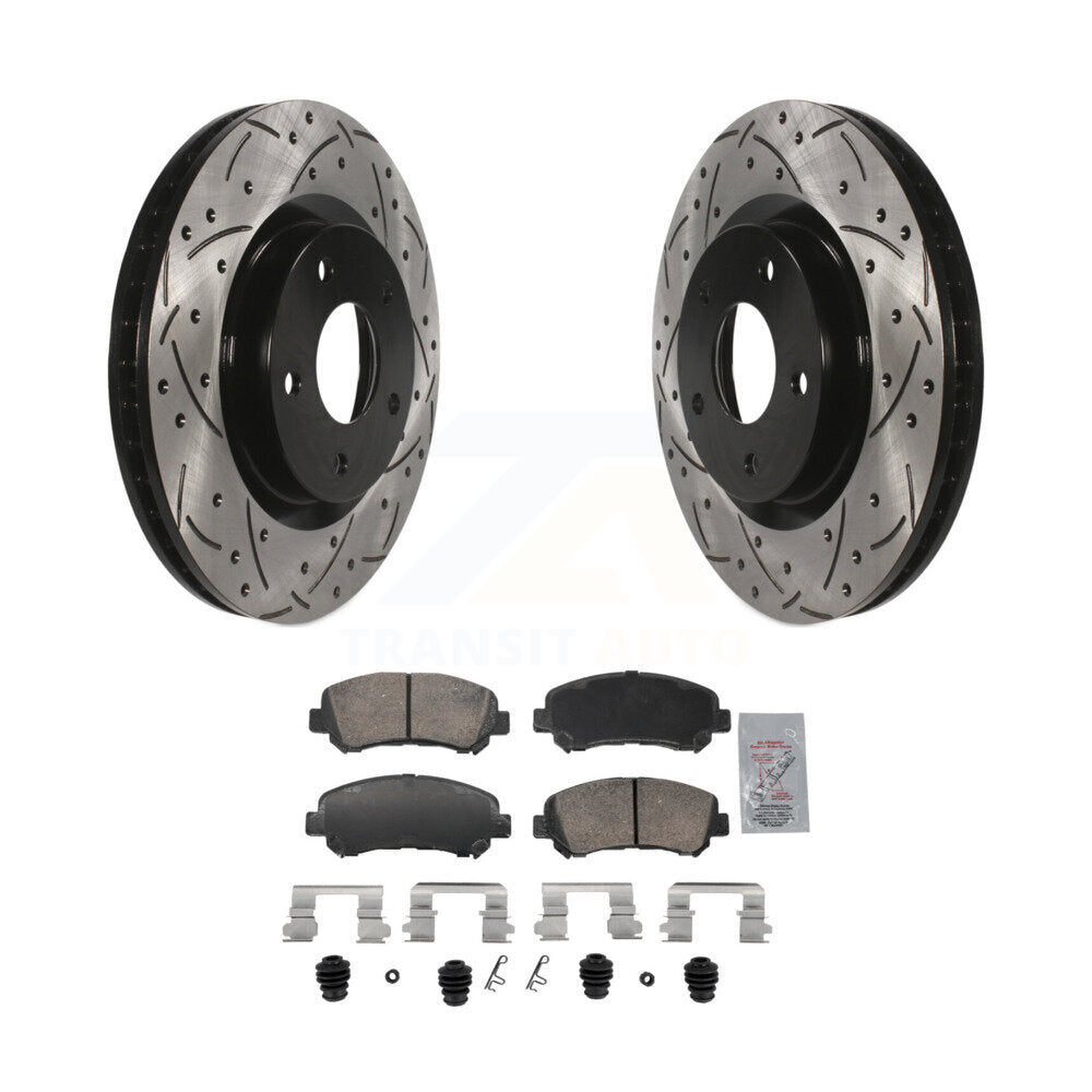 Front Coated Drilled Slotted Disc Brake Rotor And Ceramic Pad Kit For Nissan Rogue Select KDA-103045