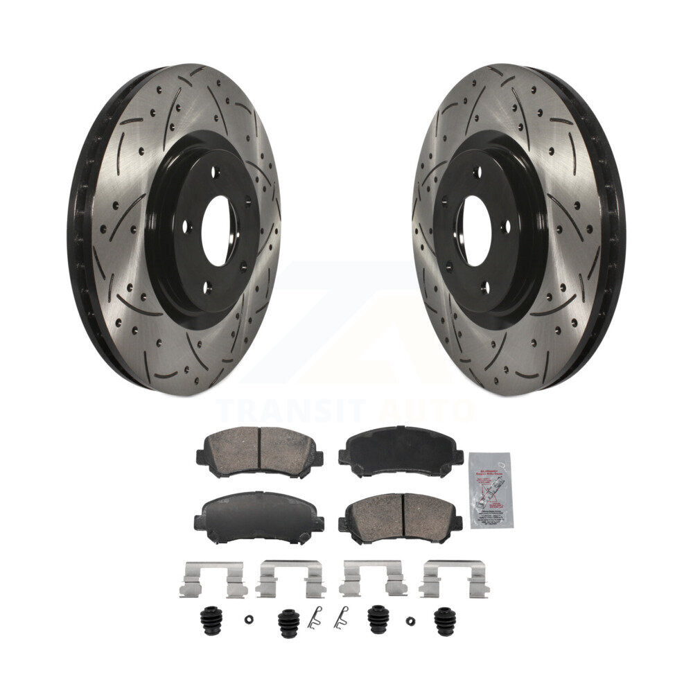Front Coated Drilled Slotted Disc Brake Rotors And Ceramic Pad Kit For Nissan Sentra Juke KDA-103047