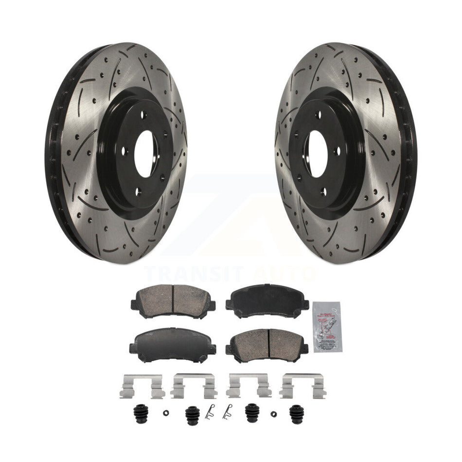 Front Coated Drilled Slotted Disc Brake Rotors And Ceramic Pad Kit For Nissan Sentra Juke KDA-103047