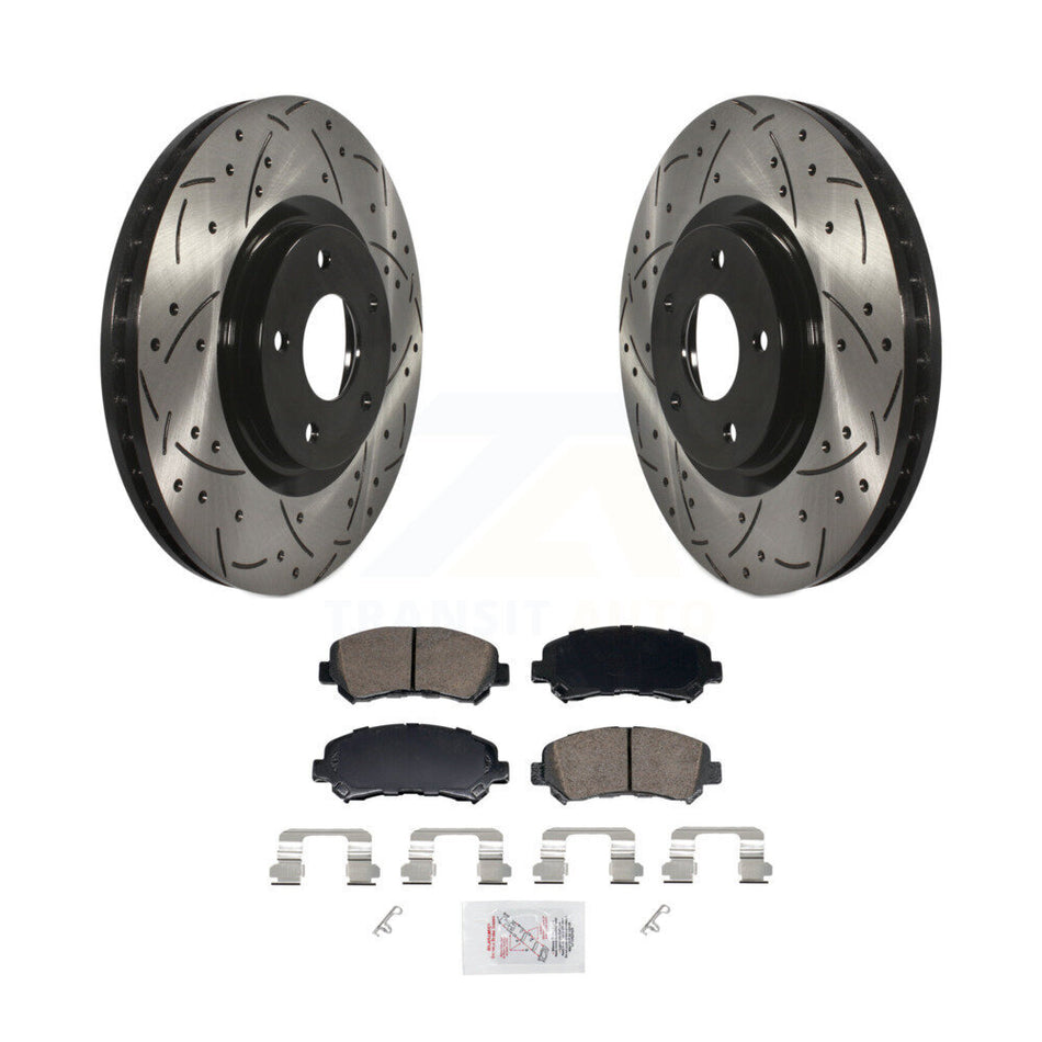 Front Coated Drilled Slotted Disc Brake Rotors And Ceramic Pad Kit For Nissan Sentra Juke KDA-103048
