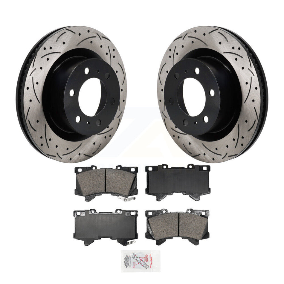 Front Drilled Slot Disc Brake Rotor Ceramic Pad Kit For Toyota Tundra Lexus LX600 Sequoia KDA-103049
