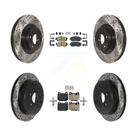 Front Ceramic Rear Semi-Metallic Pad Coat Drill Slot Disc Brake Rotors Kit For Subaru BRZ KDA-103055
