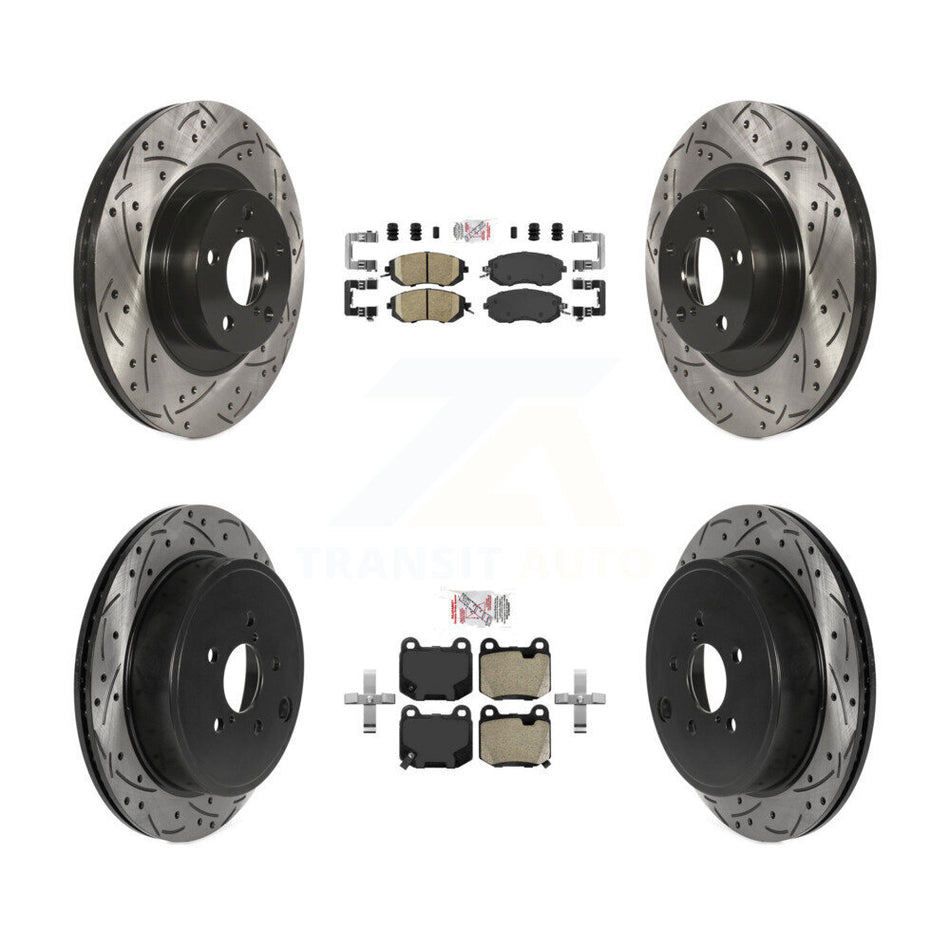 Front Ceramic Rear Semi-Metallic Pad Coat Drill Slot Disc Brake Rotors Kit For Subaru BRZ KDA-103055