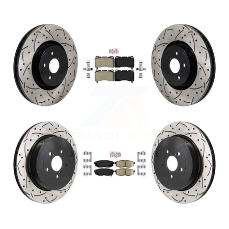 Front Semi-Metallic Rear Ceramic Pad Drill Slot Brake Rotors Kit For 2017 Subaru BRZ Base KDA-103057