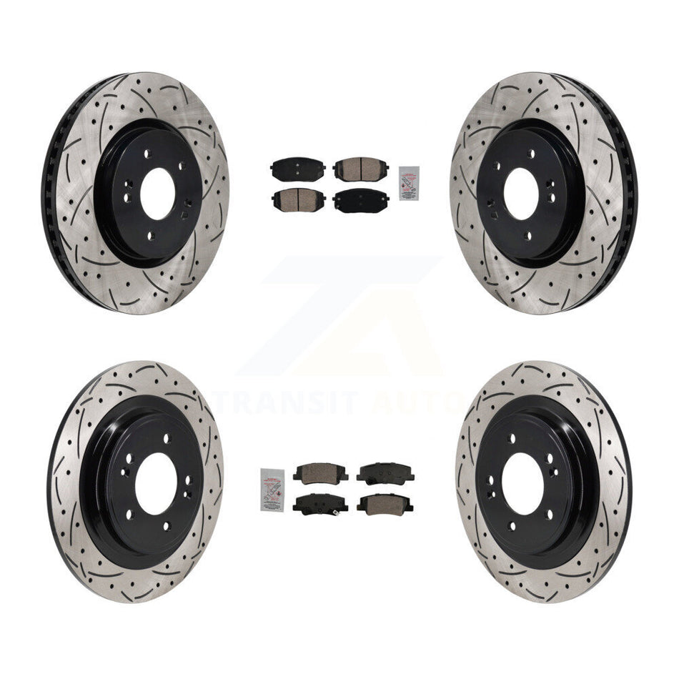 Front Rear Ceramic Pad Drilled Slot Disc Brake Rotors Kit For Hyundai Tucson Kia Sportage KDA-103064