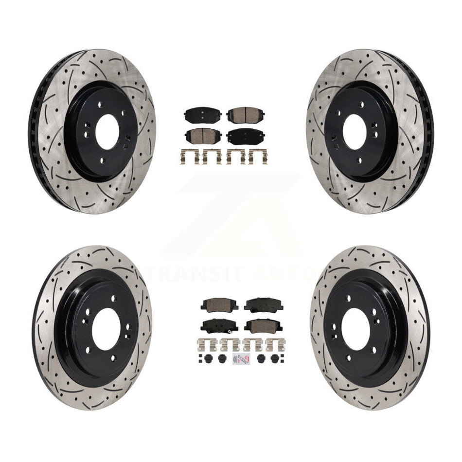 Front Rear Ceramic Pad Drilled Slot Disc Brake Rotors Kit For Hyundai Tucson Kia Sportage KDA-103064
