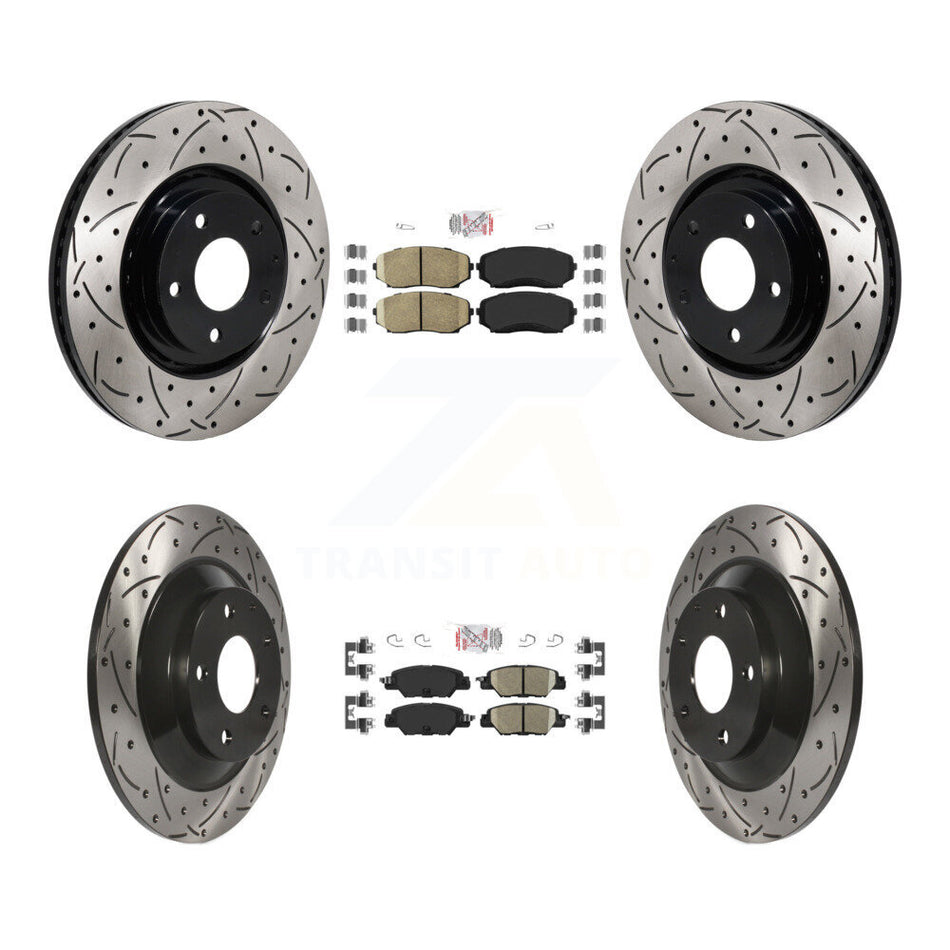 Front Rear Ceramic Pad Drilled Slot Brake Rotor Kit For 2019-2024 Mazda CX-5 Turbocharged KDA-103065