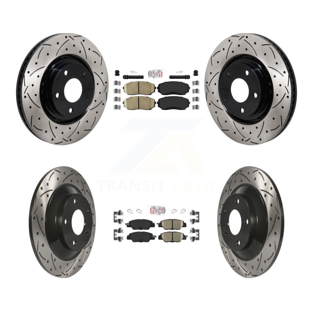 Front Rear Ceramic Pad Drilled Slot Brake Rotor Kit For 2019-2024 Mazda CX-5 Turbocharged KDA-103066