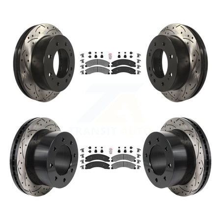 Front Rear Semi-Metallic Pad Drill Slot Brake Rotors Kit For GMC Sierra 3500 HD Chevrolet KDA-103067