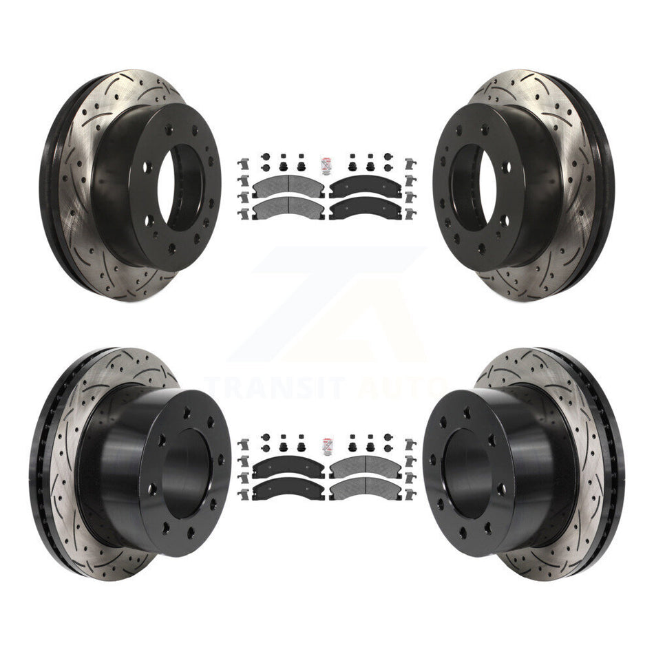 Front Rear Semi-Metallic Pad Drill Slot Brake Rotors Kit For GMC Sierra 3500 HD Chevrolet KDA-103067