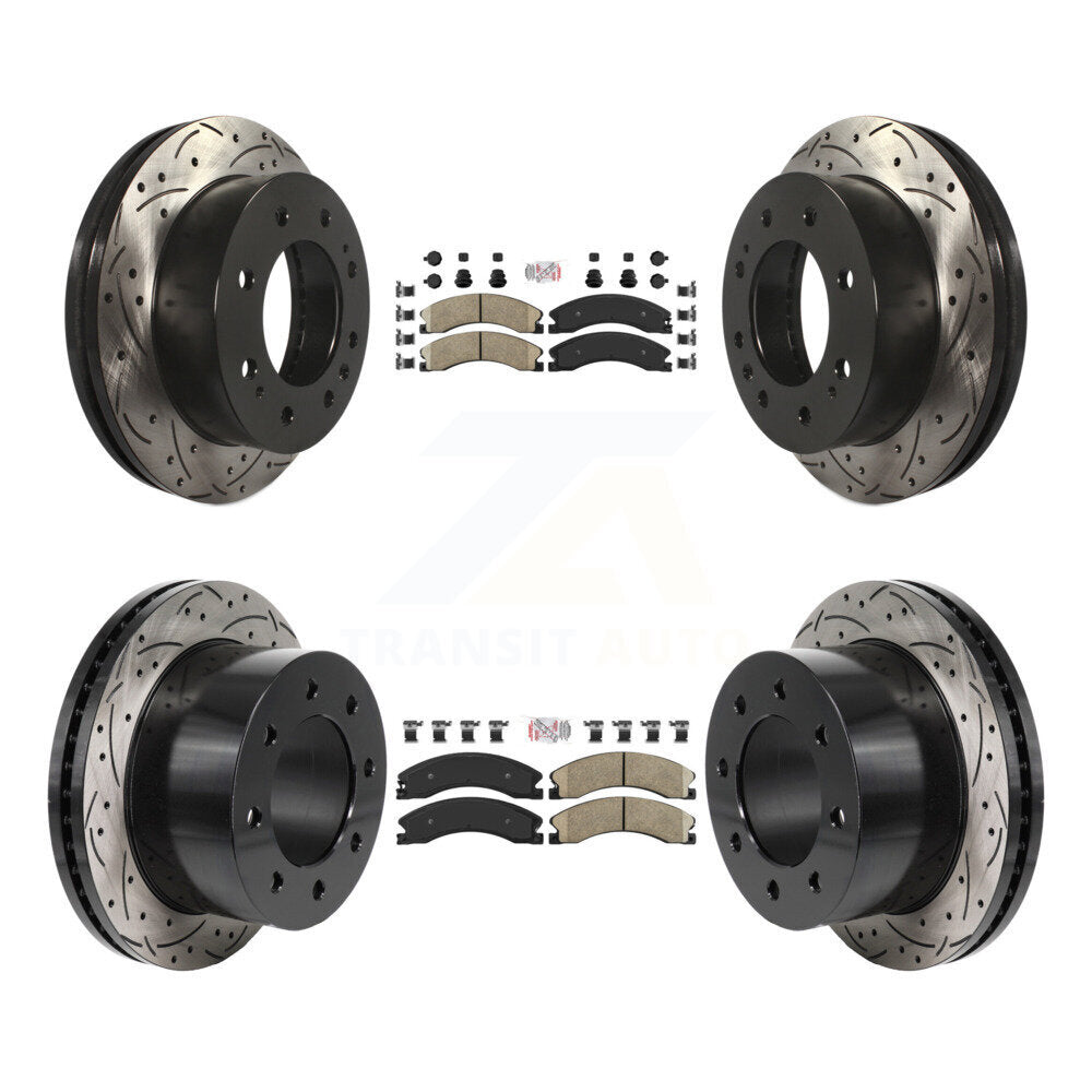 Front Rear Ceramic Pad Drilled Slot Disc Brake Rotor Kit For GMC Sierra 3500 HD Chevrolet KDA-103072
