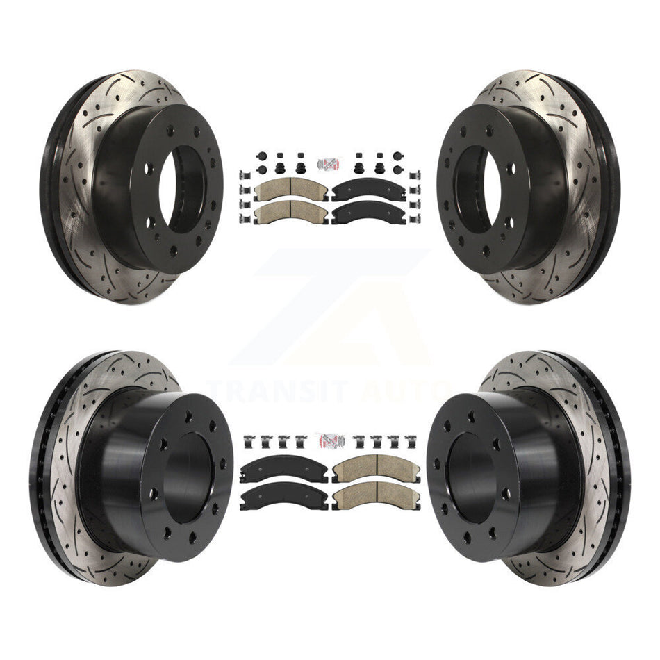 Front Rear Ceramic Pad Drilled Slot Disc Brake Rotor Kit For GMC Sierra 3500 HD Chevrolet KDA-103072
