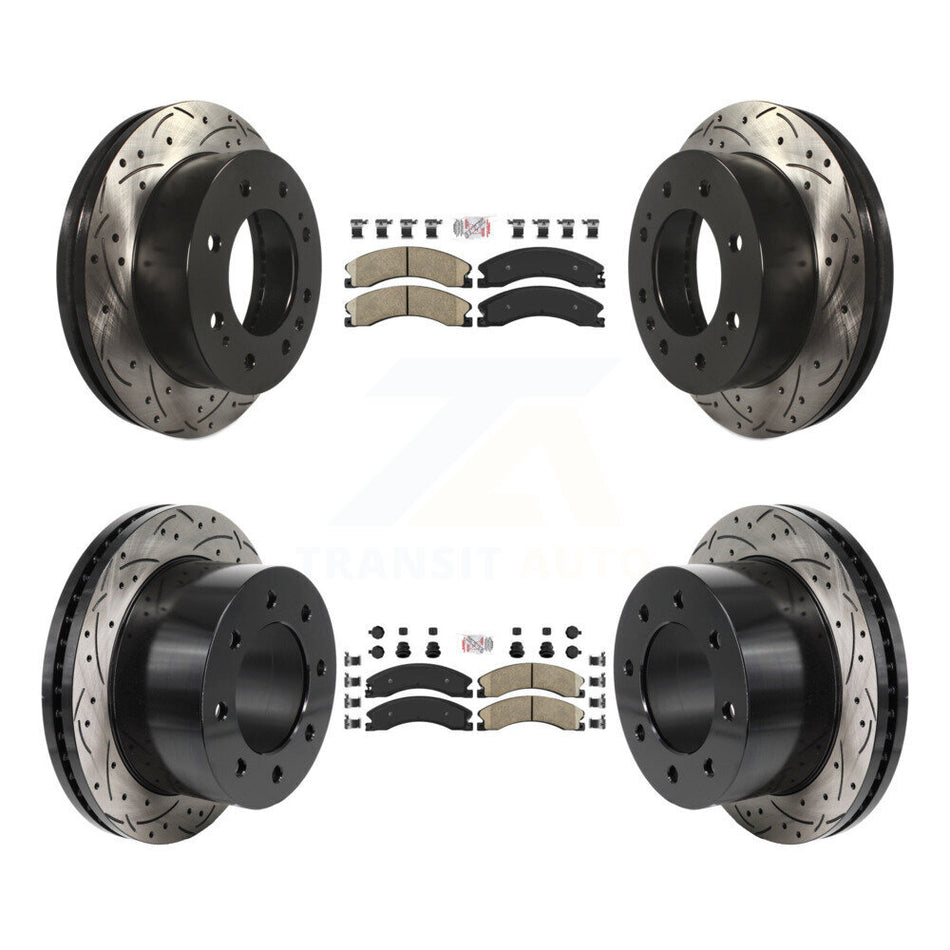 Front Rear Ceramic Pad Drilled Slot Disc Brake Rotor Kit For GMC Sierra 3500 HD Chevrolet KDA-103074