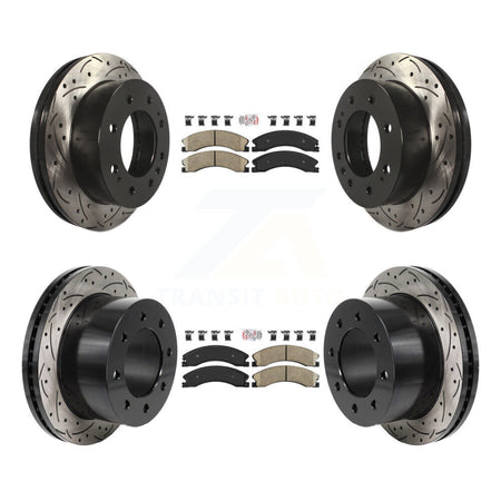 Front Rear Ceramic Pad Drilled Slot Disc Brake Rotor Kit For GMC Sierra 3500 HD Chevrolet KDA-103075