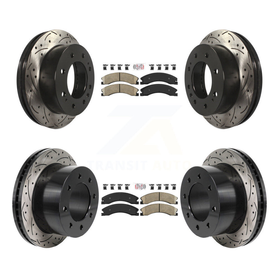 Front Rear Ceramic Pad Drilled Slot Disc Brake Rotor Kit For GMC Sierra 3500 HD Chevrolet KDA-103075