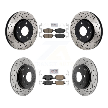 Front Rear Ceramic Pad Coated Drilled Slotted Disc Brake Rotors Kit For Mazda 3 Sport FWD KDA-103082
