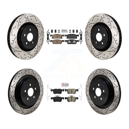 Front Ceramic Rear Semi-Metallic Pad Coated Drill Slot Disc Brake Rotor Kit For Ford Edge KDA-103084