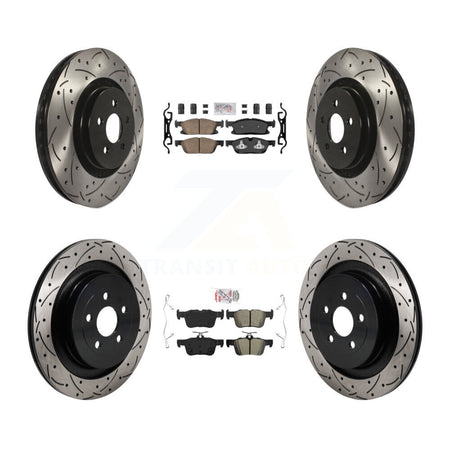 Front Ceramic Rear Semi-Metallic Pad Drill Slot Disc Brake Rotor Kit For Lincoln Nautilus KDA-103085