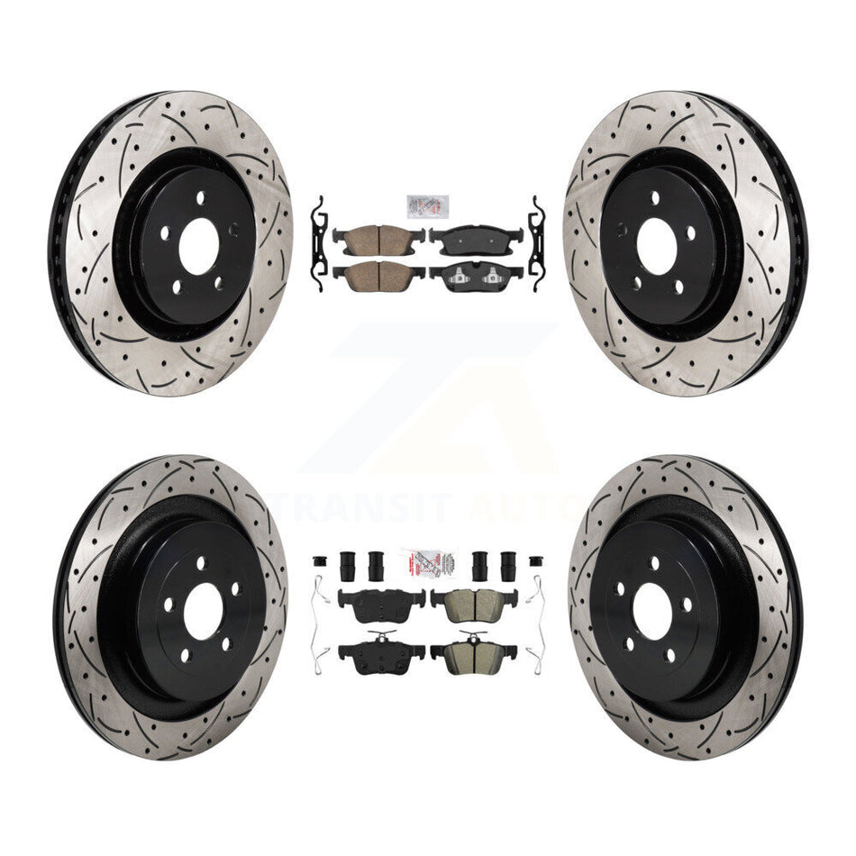 Front Ceramic Rear Semi-Metallic Pad Coated Drill Slot Disc Brake Rotor Kit For Ford Edge KDA-103090