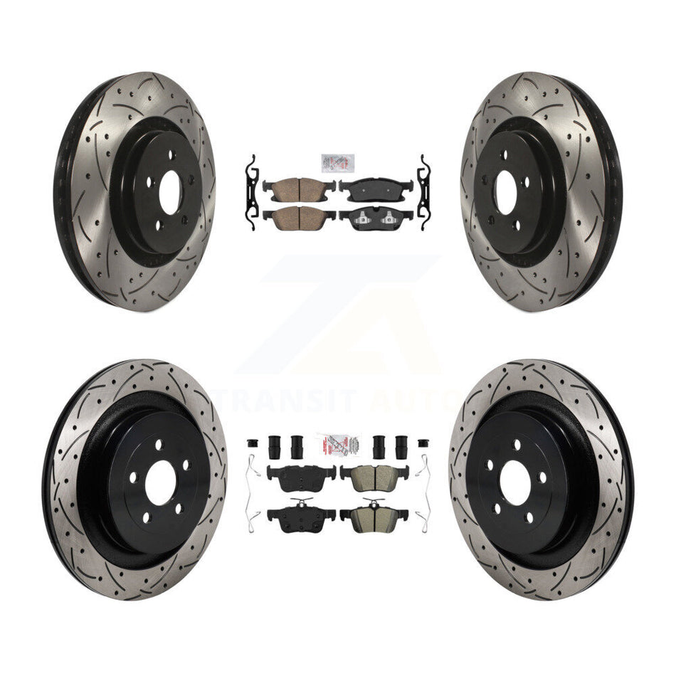 Front Ceramic Rear Semi-Metallic Pad Drill Slot Disc Brake Rotor Kit For Lincoln Nautilus KDA-103091