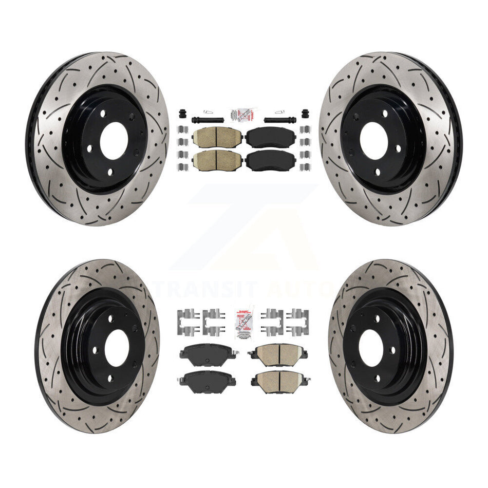Front Rear Ceramic Pad Coated Drilled Slot Disc Brake Rotors Kit For 2016-2023 Mazda CX-9 KDA-103097