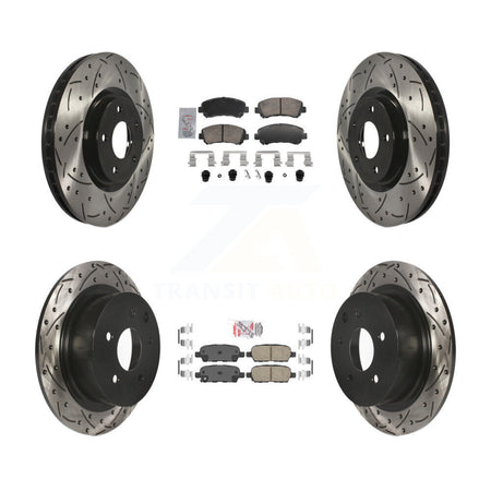 Front Rear Ceramic Pad Drill Slot Brake Rotor Kit For 2007-2012 Nissan Sentra SE-R Spec V KDA-103098